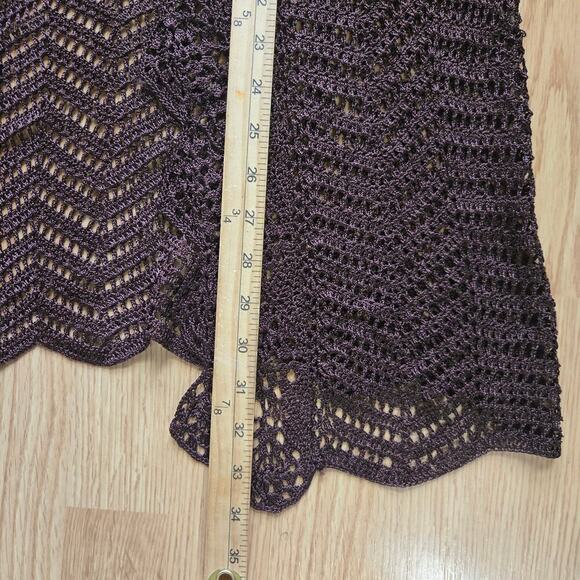 Bette Sung Womens VTG 90s Y2K Brown Crochet Knit Long Cardigan XL Festival Boho - Picture 12 of 12